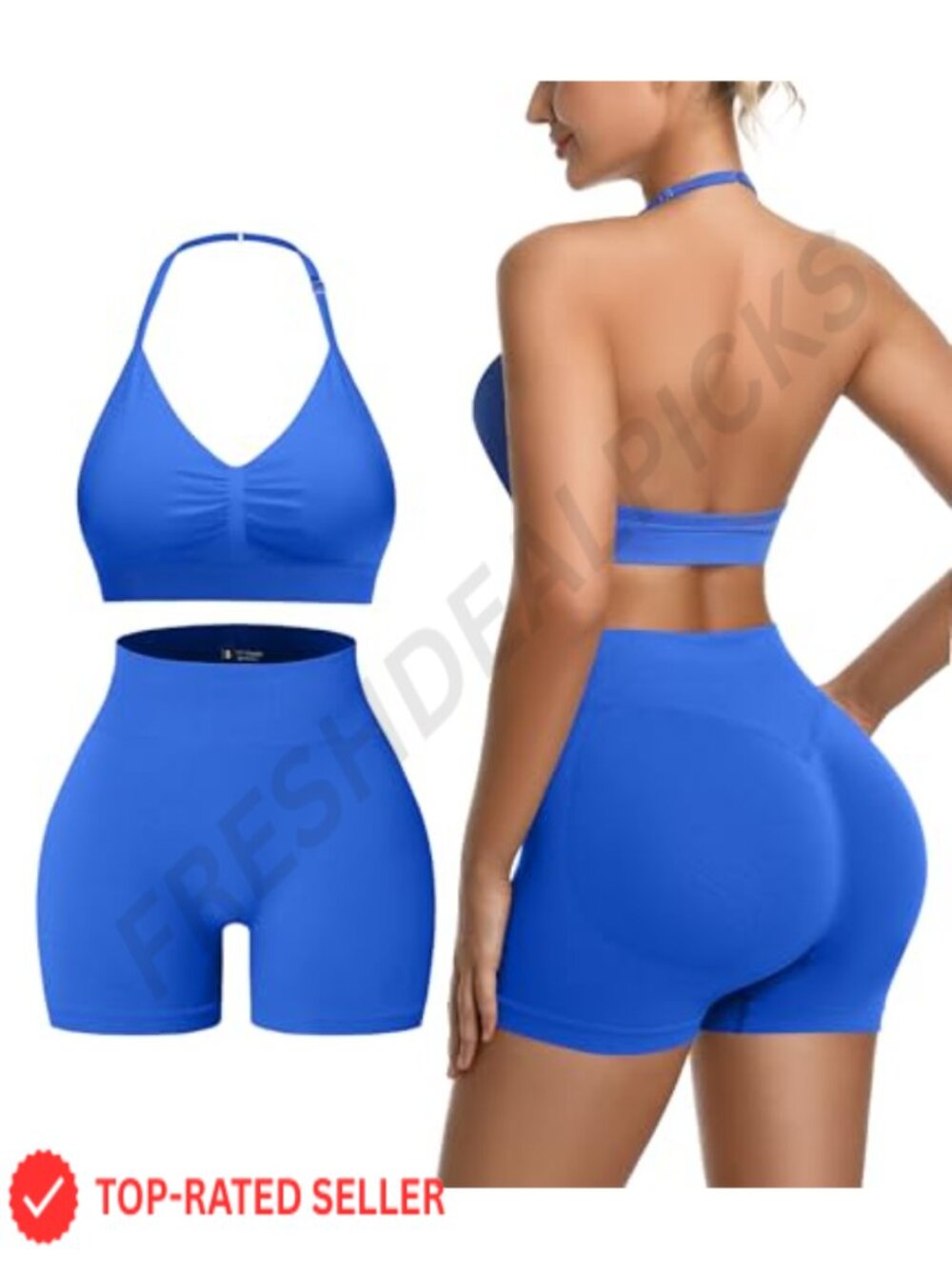 2 Piece Workout Set Padded Sports Bra High Waist Shorts Yoga Gym
